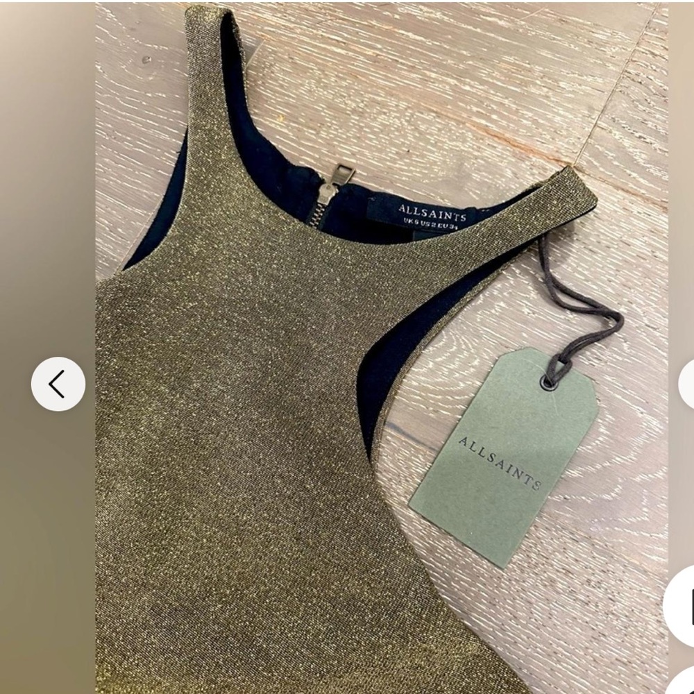 ALLSAINTS | Norma Dress | Gold| US 6 | NWT - Picture 3 of 15